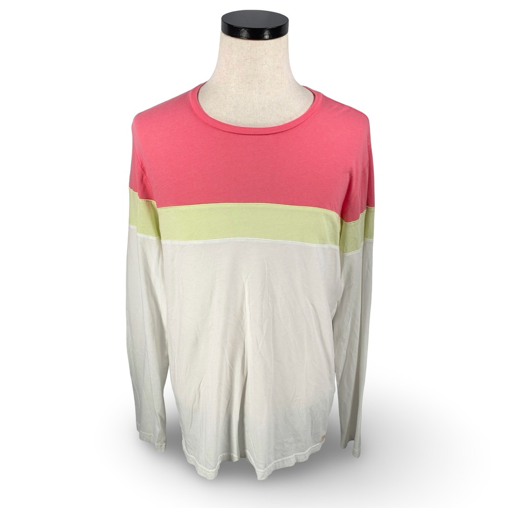 Marine Layer Jacob Mens Medium Large Long Sleeve T-Shirt Pink Green White